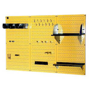 32 in. x 48 in. Metal Pegboard Standard Tool Storage Kit with Yellow Pegboard and Black Peg Accessories