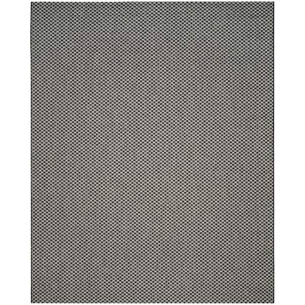 Courtyard Black/Light Gray 10 ft. x 14 ft. Distressed Solid Color Indoor/Outdoor Area Rug