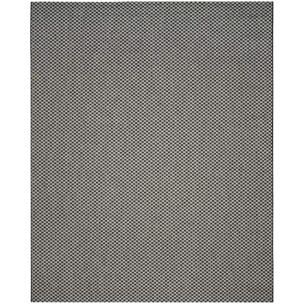 Reversible Black and Light Grey Synthetic 9' x 12' Area Rug