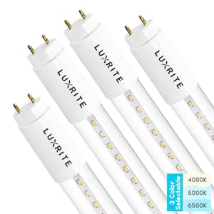 18-Watt 4 ft. Linear T8 LED Tube Light Bulb 3 Color 4000K 5000K 6500K Single and Double End Powered 2340 Lumens (4-Pack)