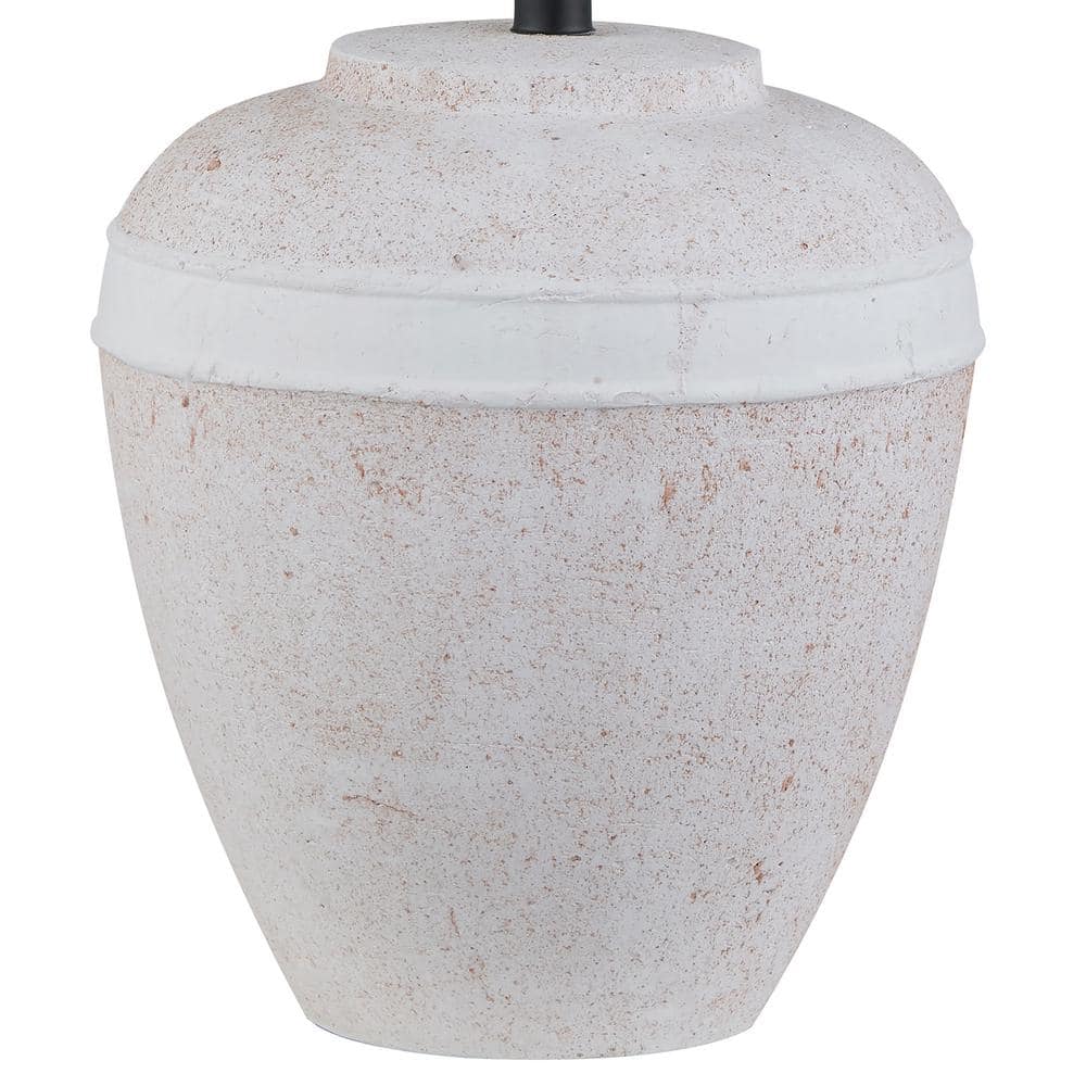 White Ceramic Urn-Shaped Nightstand Lamp with Fabric Shade