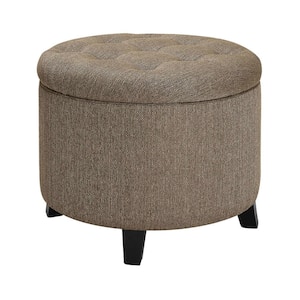 Designs4Comfort Sandstone Fabric Round Storage Ottoman