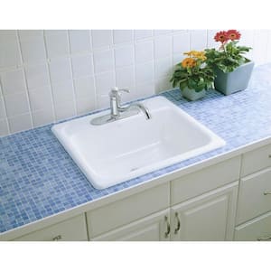 Mayfield Drop-In Cast Iron 25 in. 1-Hole Single Bowl Kitchen Sink in White