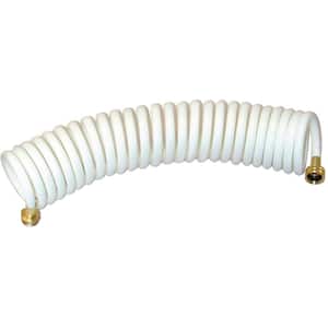 Coiled Washed Down Hose With Straight Nozzle in White