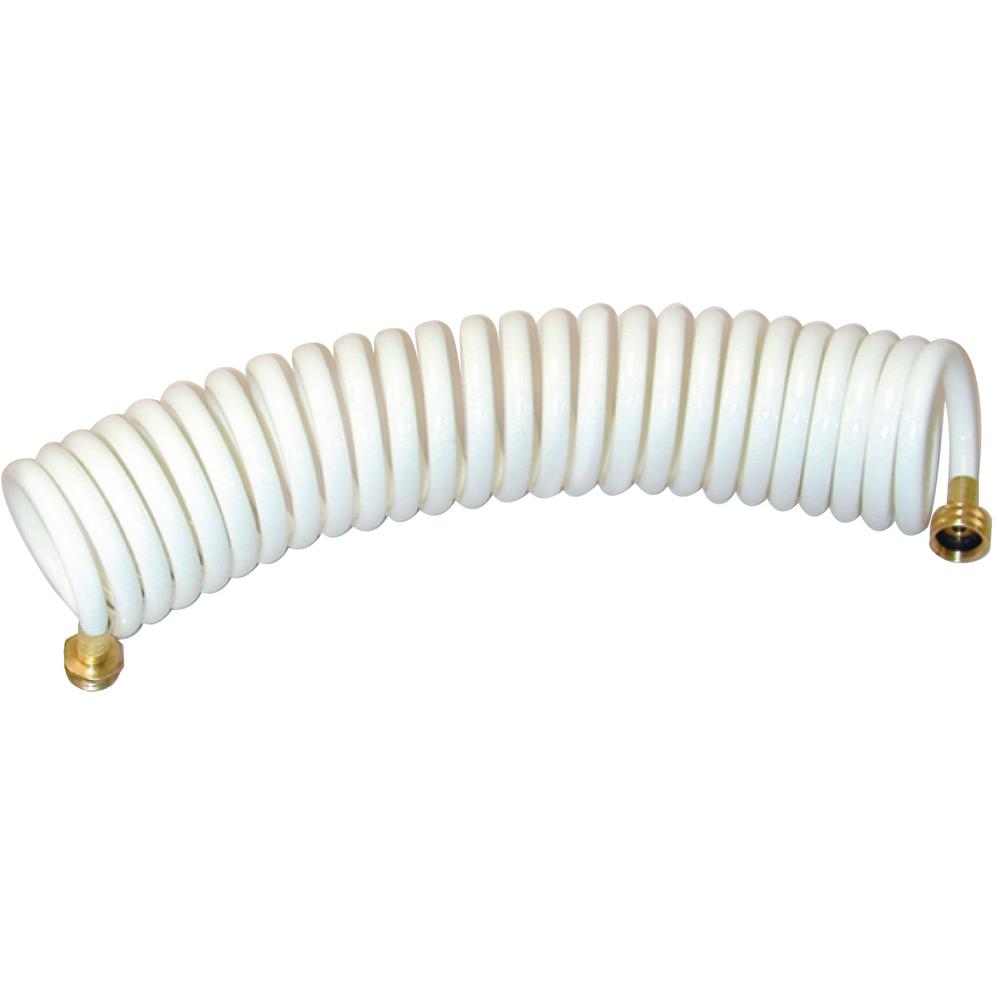 Coiled Washed Down Hose With Straight Nozzle - White