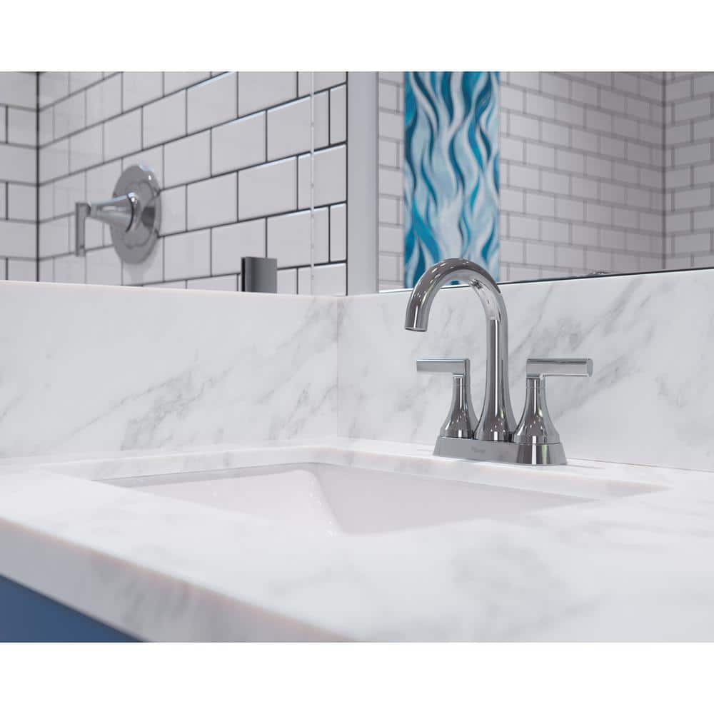 Polished Chrome 4-Inch Centerset Bathroom Faucet with Dual Handles