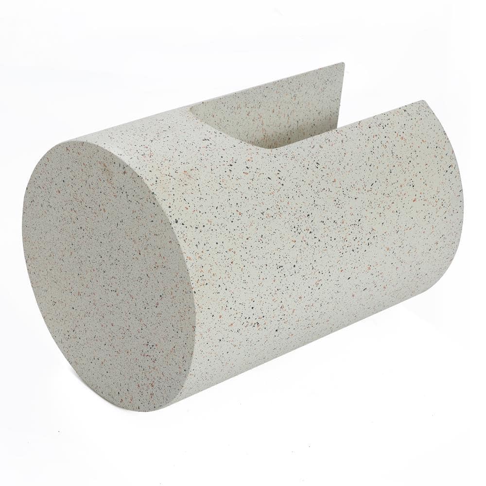 Ivory White Cement U-Shaped Outdoor Side Table