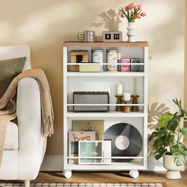 OEM Clarine White 19.69 in. W 3-Tier Rolling Storage Cart with