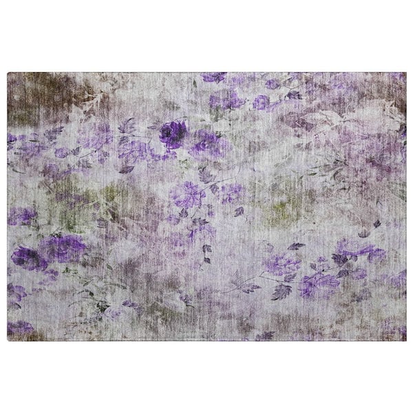 Dream Shag Premium Machine Washable Abstract ADS724 Purple 3 ft. x 4 ft. Area Rug