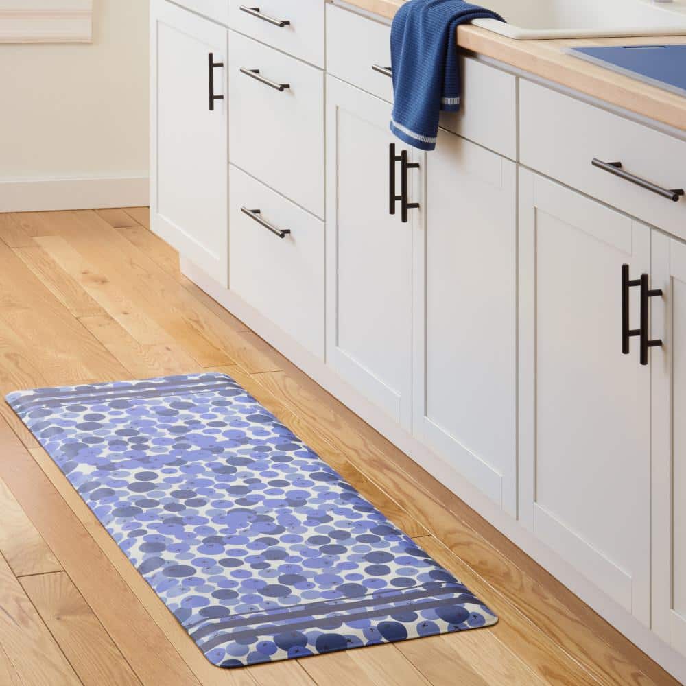 Blue and White PVC Anti-Fatigue Kitchen Runner Mat