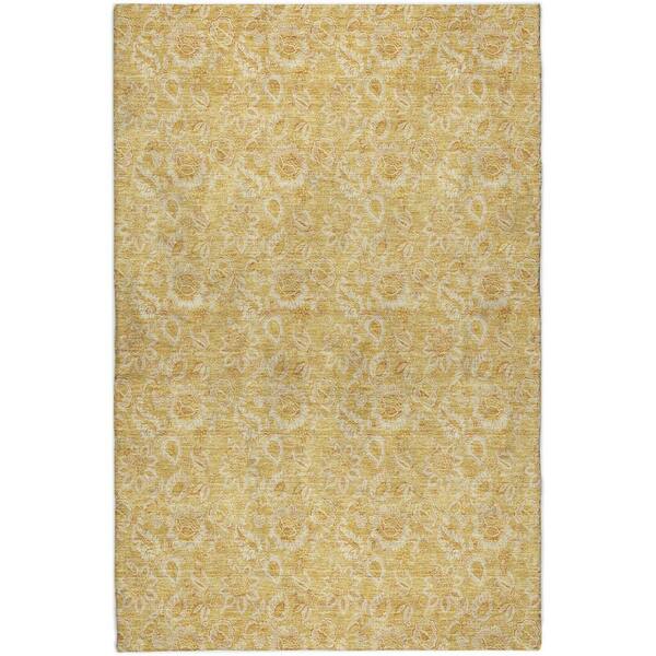 Dream Shag Premium Machine Washable Abstract ADS661 Gold 10 ft. x 14 ft. Area Rug