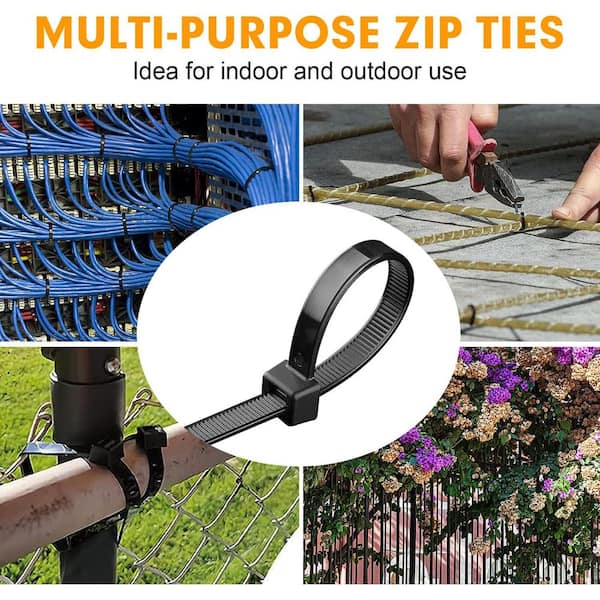 50pcs 650mm X 9mm Long Heavy Duty Cable Tie Wide UV Resistant 80 KG Tensile Strength Hvac Outdoor Construction Ultra Strong Plastic Wire Ties 9mm X65