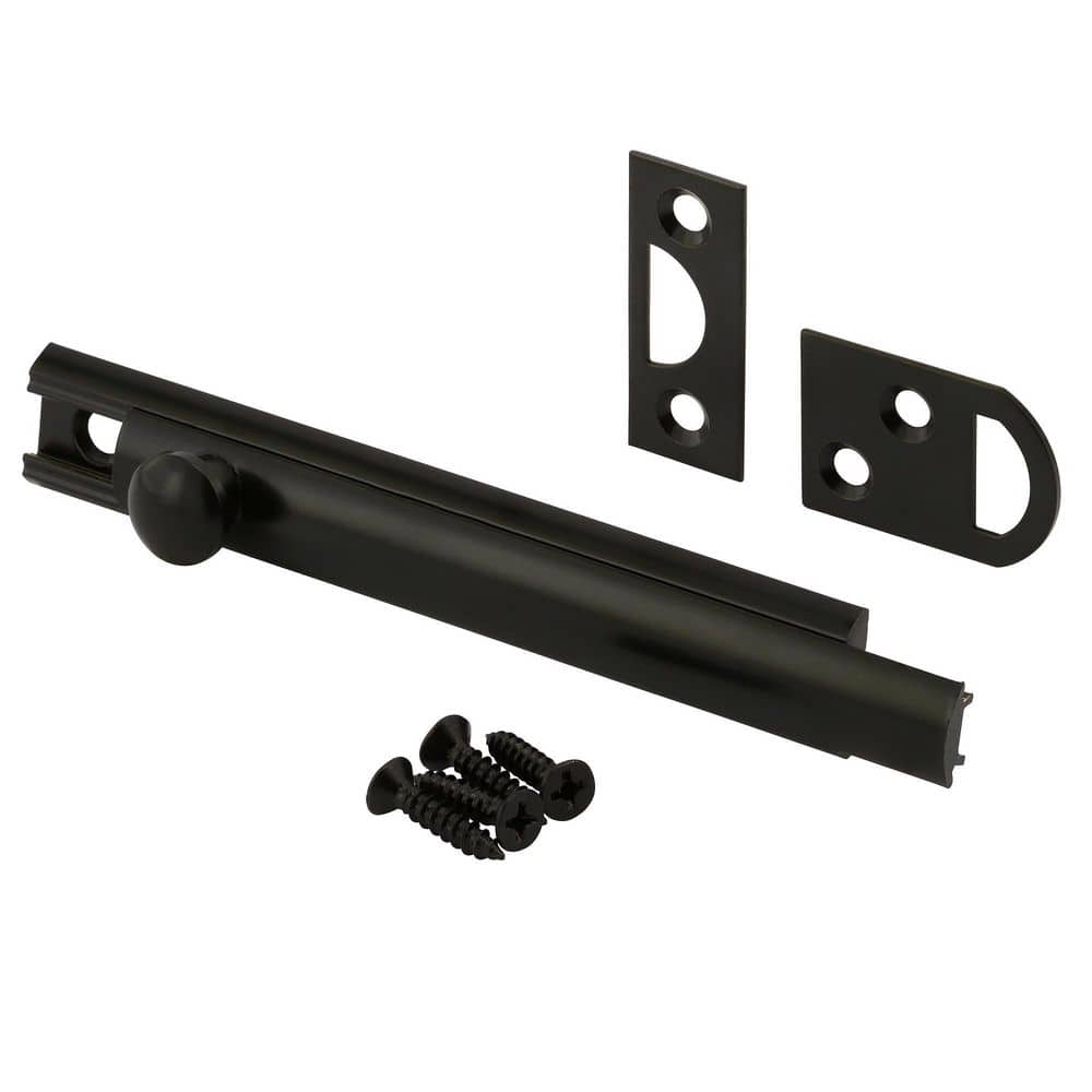 Prime-Line Surface Bolt, 4 in., Solid Brass, Matte Black Finish (Single ...