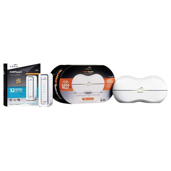 ARRIS SURFboard SB6190 Cable Modem and SBR-AC3200P Wi-Fi Router with RipCurrent G.hn Technology