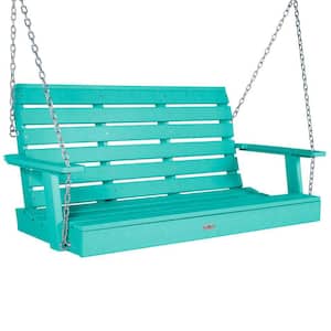 Riverside 4ft. 2-Person Seaglass Blue Recycled Plastic Porch Swing