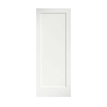 30 in. x 80 in. x 1-3/8 in. Shaker White Primed 1-Panel Solid Core Wood Interior Slab Door