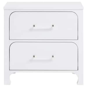 Anastasia Pearl White 2-Drawer Nightstand Bedside Table