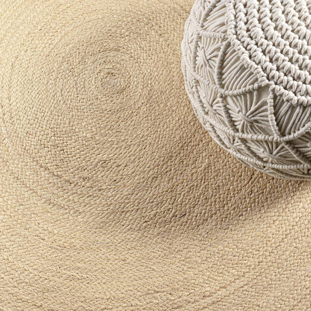 Ivory Braided Jute Round Area Rug, 4' Diameter