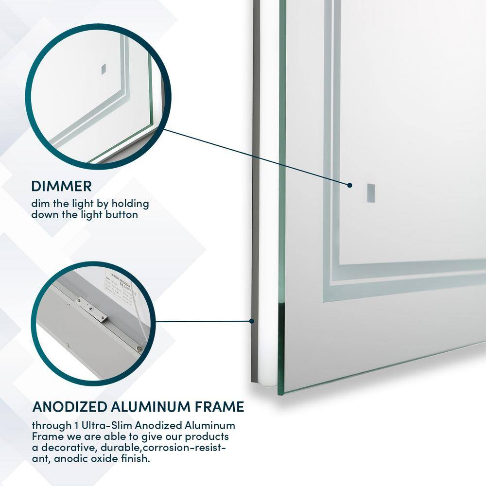 Soho Sleek 60"x30" LED Bathroom Mirror with Ambient Backlit & Defogger