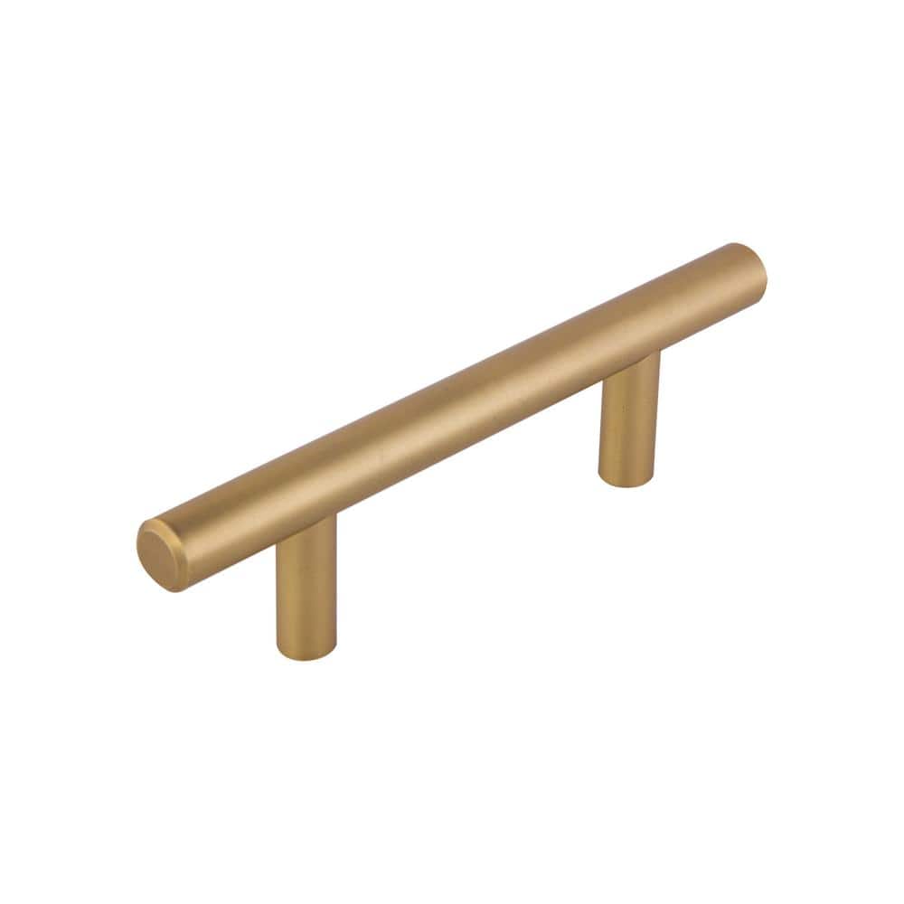 5-Inch Brushed Brass Modern Cabinet Bar Pulls, Set of 10
