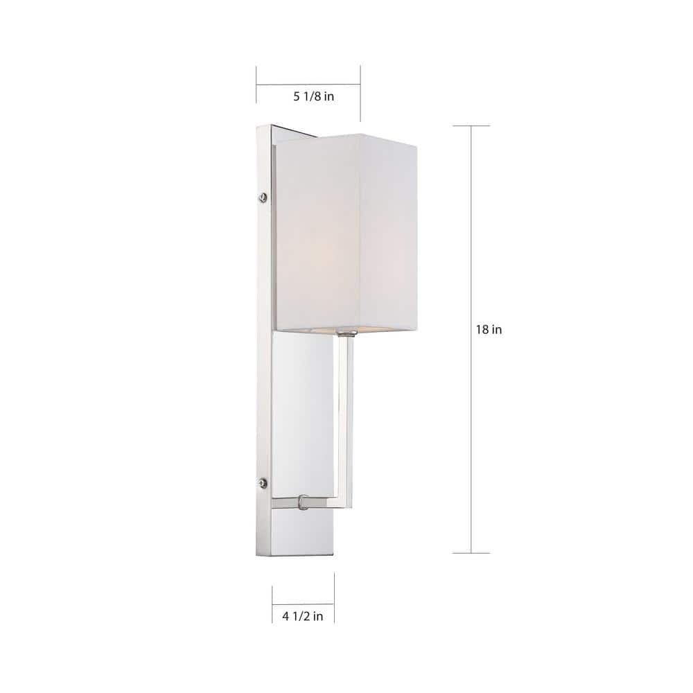 Vesey Polished Nickel 18" Wall Sconce with White Linen Shade