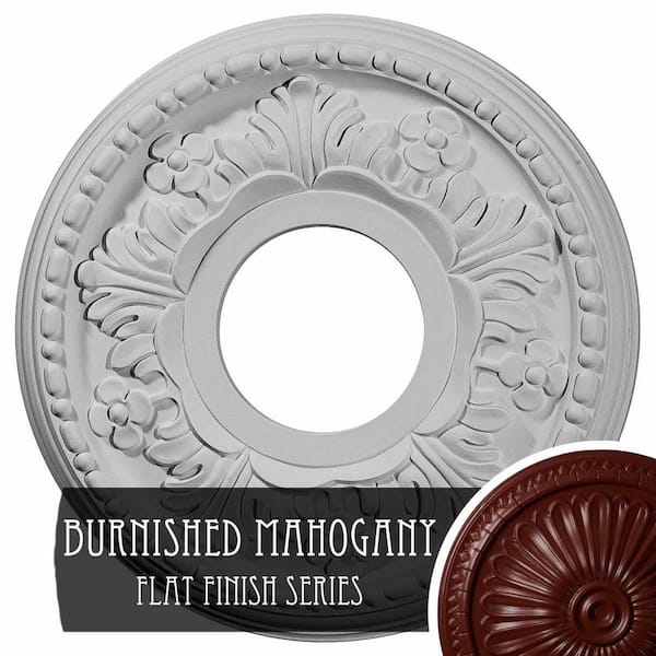 Ekena Millwork 7/8" x 11-7/8" x 11-7/8" Polyurethane Helene Ceiling Medallion, Brushed Mahogany