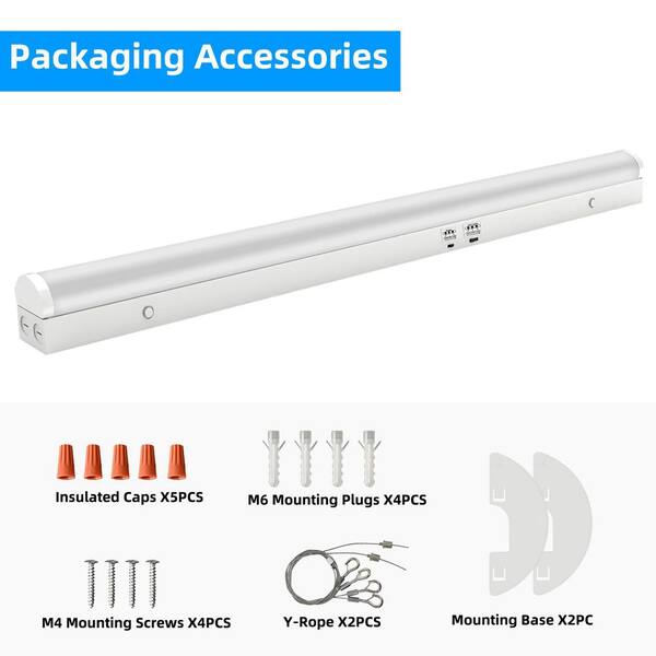 WYZM 3.38 ft. 35/ 40/45-Watt CCT Adjustable LED White Shop Light