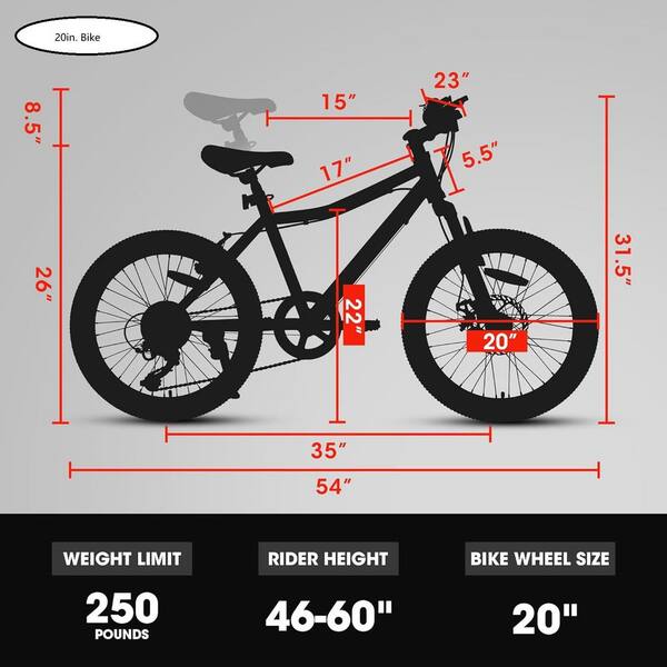 Unbranded - 20 in. Mountain Bike, Steel Frame Bicycle with 7 Speed in Green for Ages 8-12