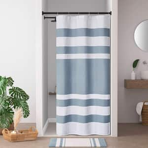 Spa Waffle Blue 72 in. x 84 in. Shower Curtain with 3M Treatment