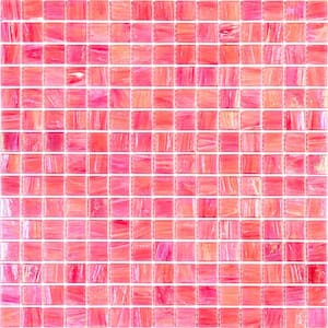 Nacreous 12 in. x 12 in. Glossy Punch Pink Glass Mosaic Wall and Floor Tile (20 sq. ft./case) (20-pack)