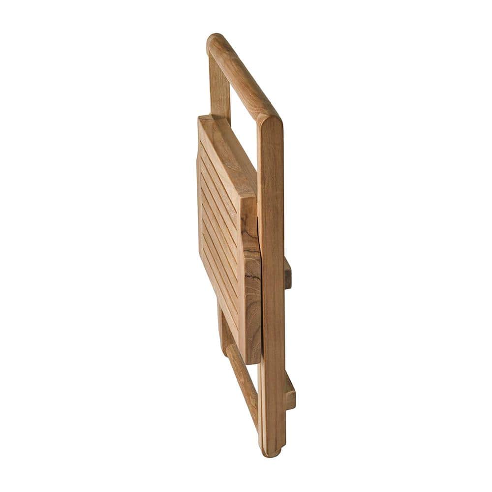 Fiji 16'' Teak Wood Folding Shower Bench with Brass Handle