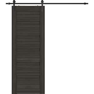 Louver 18 in. x 83.25 in. Gray Oak Wood Composite Sliding Barn Door with Hardware Kit