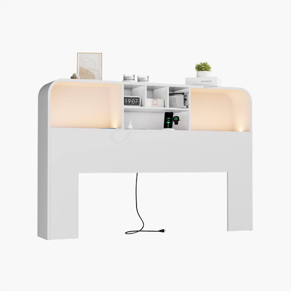 Round-edge Bookcase Headboard with LED Lights & Charging Station price history on PriceWatchPro