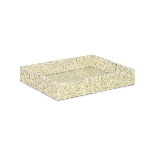 HomeRoots White Rectangle Wood 10.25 in. Decorative Serving Tray