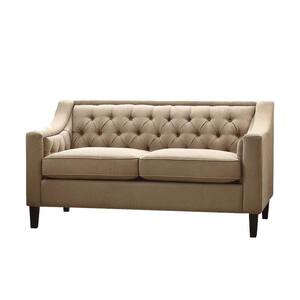 Suzanne 34 in. Beige Fabric Solid Fabric 2-Seater Loveseat