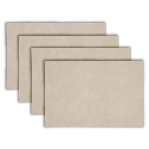 Florence 18 in. x 12 in. Ivory and Taupe Reversible Vegan Leather Wipe Clean Placemat Set of 4