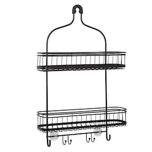 Over the Shower Mounted Bathroom Shower Caddy Hanging Rack with Hooks in Bronze