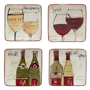 Wine Country Canape Plates Assorted Colors Dessert Plates (Set of 4)