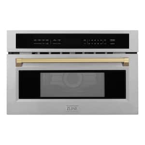 Autograph Edition 30 in. 1000-Watt Built-In Microwave Oven in Stainless Steel & Champagne Bronze Handle