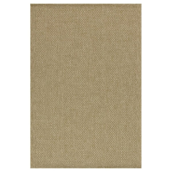 COOLSHARK 5 ft. x 7 ft. Waterproof Outdoor Patio Rug Indoor Large Area Rugs, Natural