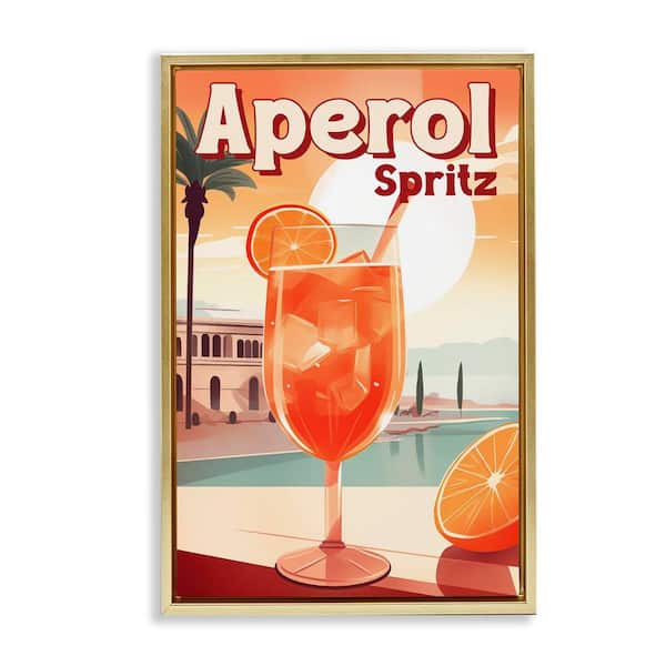 Stupell Industries Bright Tropical Aperol Spritz by Andreas Magnusson Gold Floater Frame Food Graphic Art Print 31 in. x 21 in.