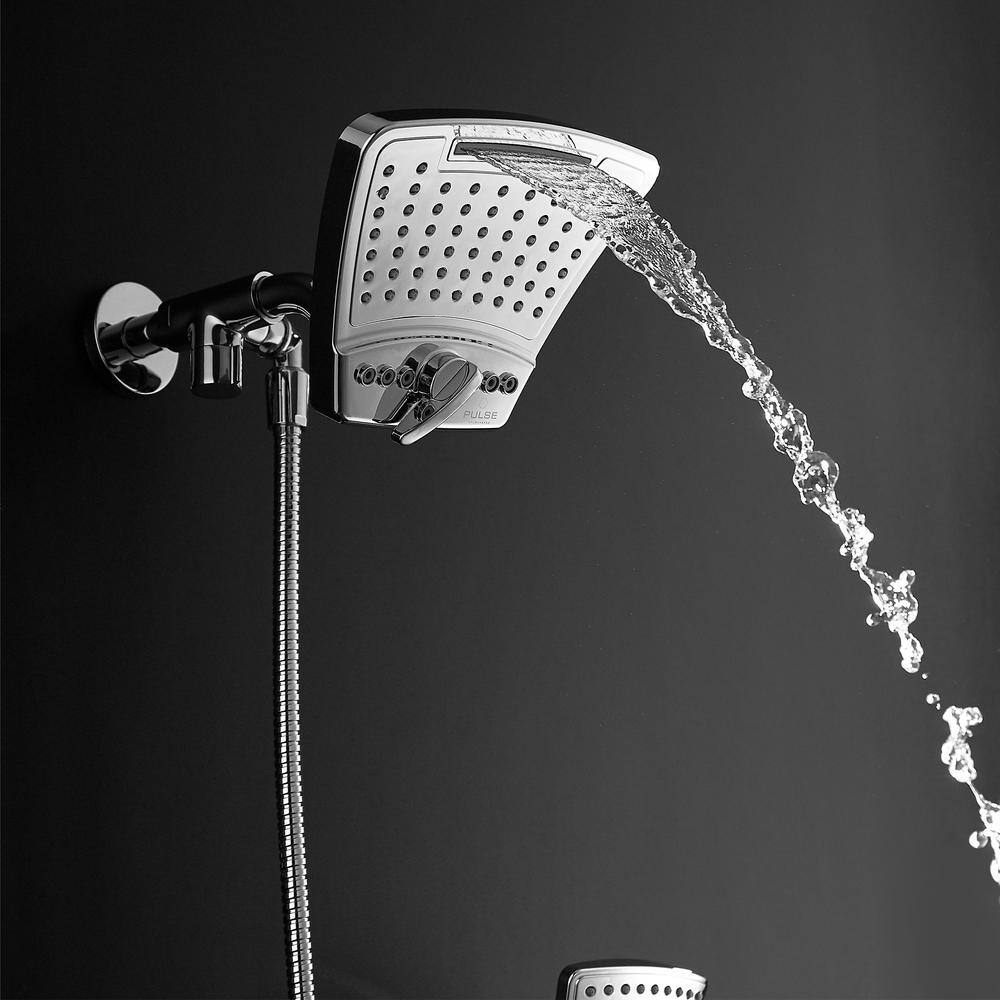 Chrome Wall Mounted Dual Shower Heads with Handheld Pulse