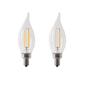 40-Watt Equivalent BA10 E12 Candelabra Dimmable Filament CEC Clear Glass Chandelier LED Light Bulb, Daylight (2-Pack)