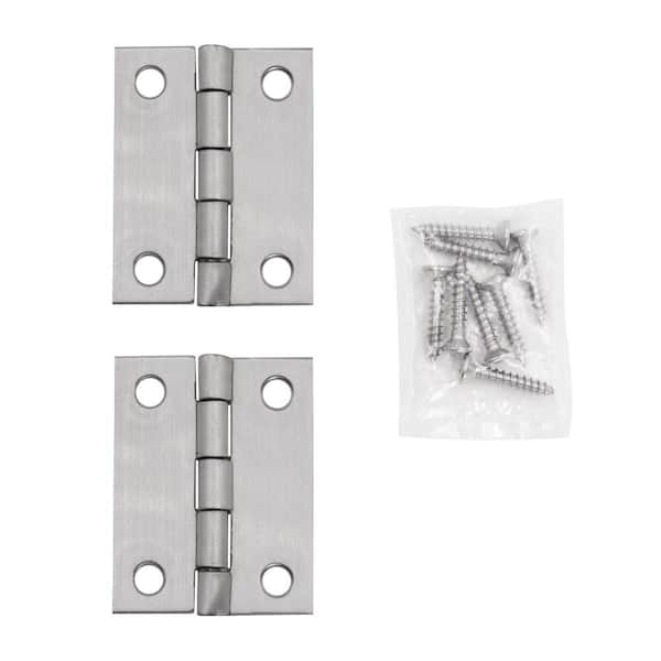 Everbilt 2 in. Stainless Steel Non-Removable Pin Narrow Utility Hinge (2-Pack)