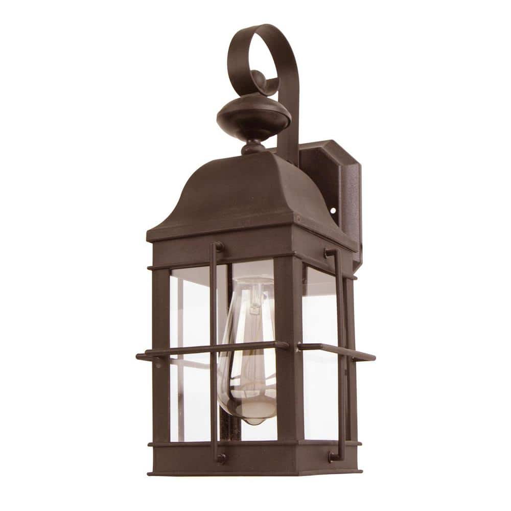 New Town 15 in. Bronze Composite Outdoor Hardwired Lantern Sconce with Clear Diffuser No Bulb Included price history on PriceWatchPro