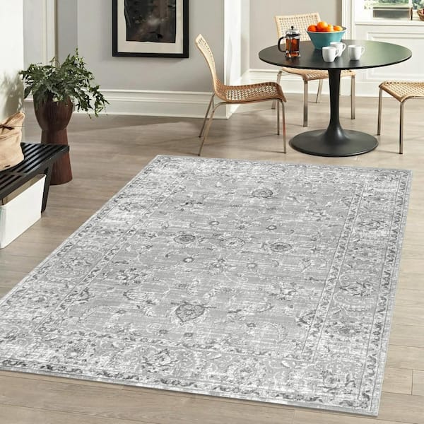 JONATHAN Y Modern Persian Vintage Light Grey 8 ft. x 10 ft. Area Rug