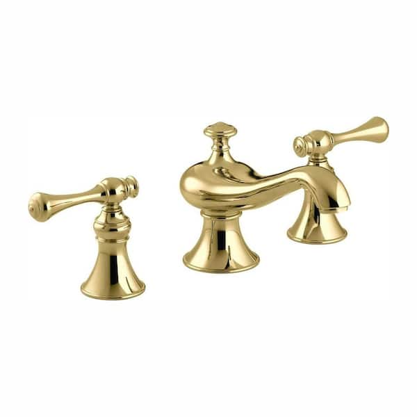 KOHLER Revival 8 in. Widespread 2-Handle Low-Arc Water-Saving Bathroom Faucet in Vibrant Polished Brass