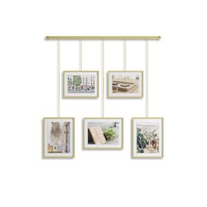 6 in. x 8 in. Matte Brass Picture Frame Exhibit Gallery (Set of 5)