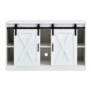 46.9 in. Wood White TV Stand with 2 Storage Shelves Fits TV's up to 55 in. with 2 Doors
