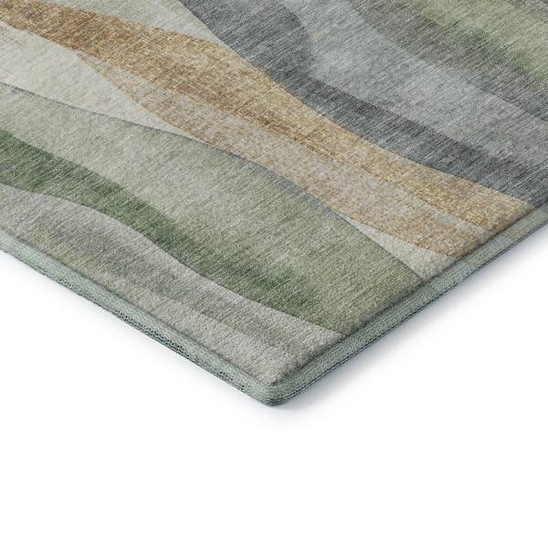 Mayfield Premium Machine Washable Abstract AMF1989 Aloe 5 ft. x 7 ft. 6 in. Area Rug